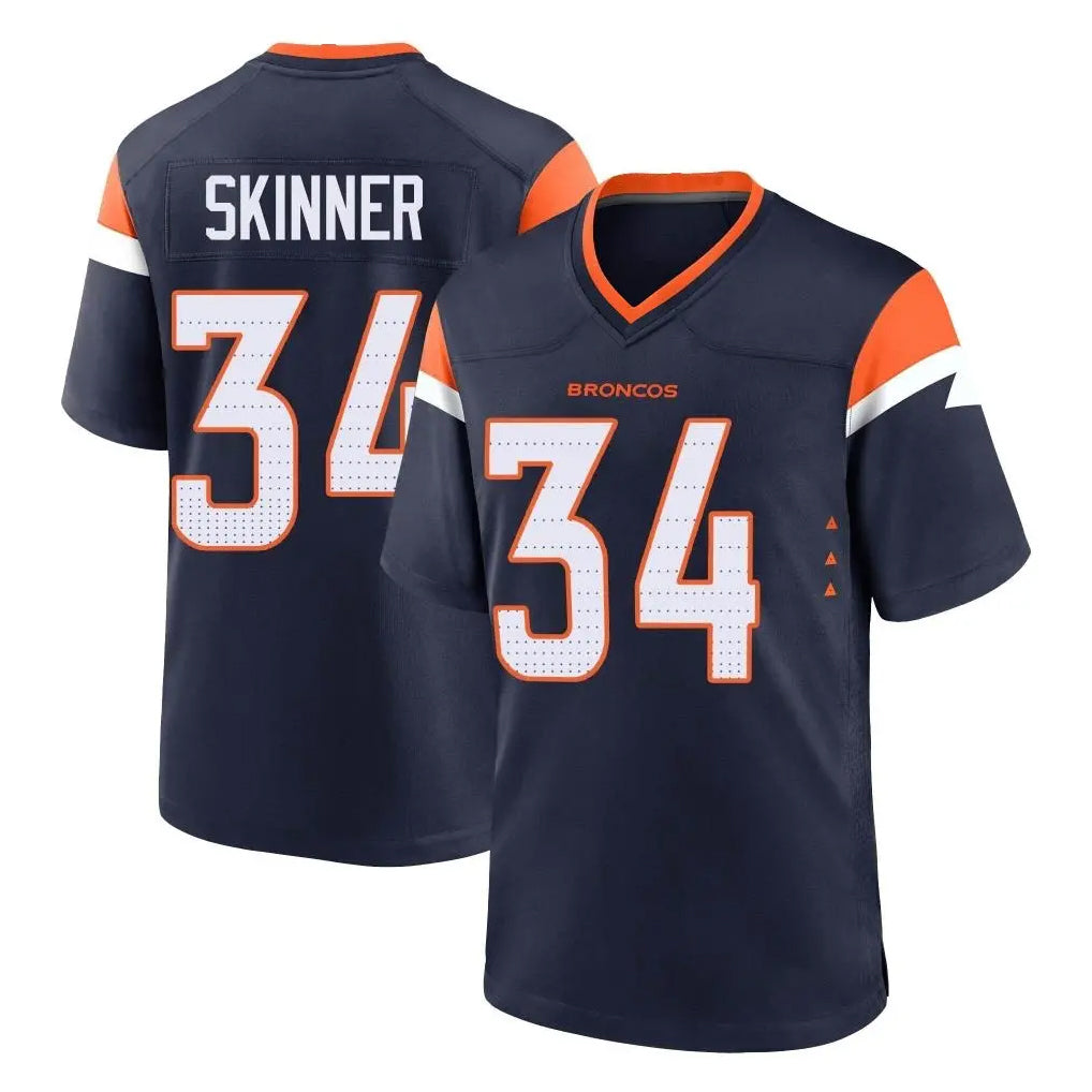 BIPIHUC D.Broncos #34 JL Skinner Player Navy Home Game Stitched Jerseys