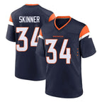 BIPIHUC D.Broncos #34 JL Skinner Player Navy Home Game Stitched Jerseys