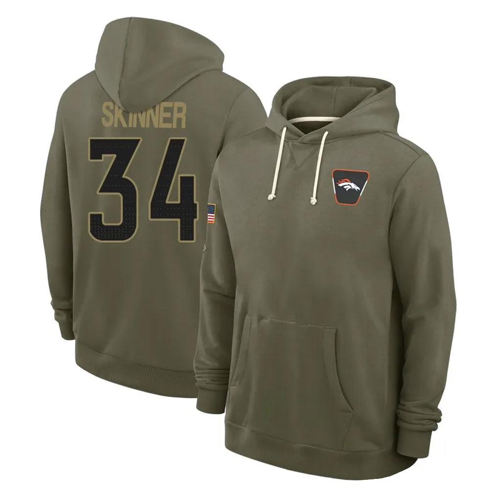 BIPIHUC D.Broncos #34 JL Skinner Player Olive Salute to Service Pullover Hoodies Limited Stitched Jerseys