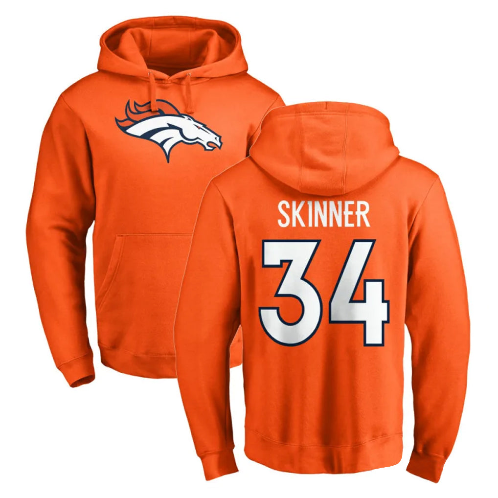BIPIHUC D.Broncos #34 JL Skinner Player Orange Pullover Hoodie Limited Stitched Jerseys