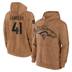 BIPIHUC D.Broncos #41 Drew Sanders Player Brown Salute to Service Hoodies Limited Game Stitched Jerseys