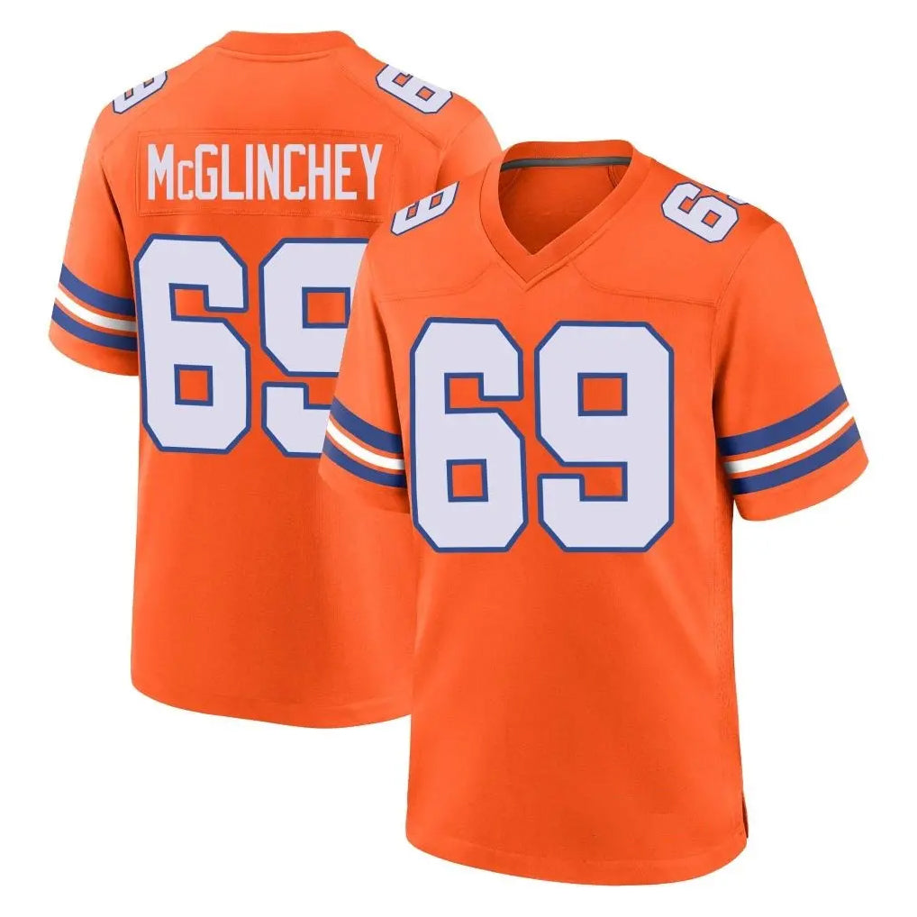 BIPIHUC D.Broncos #69 Mike McGlinchey Player Orange Alternate Collection Throwback Game Stitched Jerseys