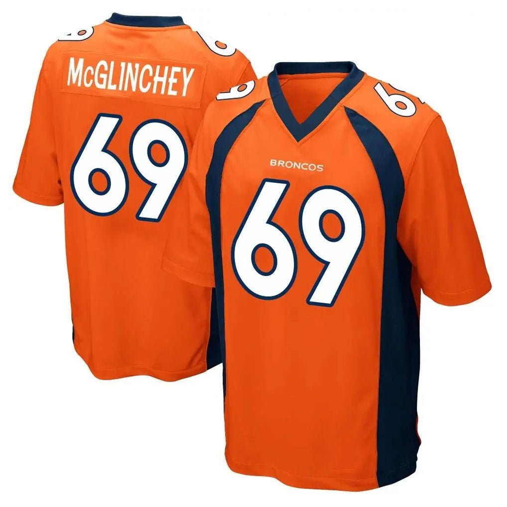 BIPIHUC D.Broncos #69 Mike McGlinchey Player Orange Color Home Game Stitched Jerseys