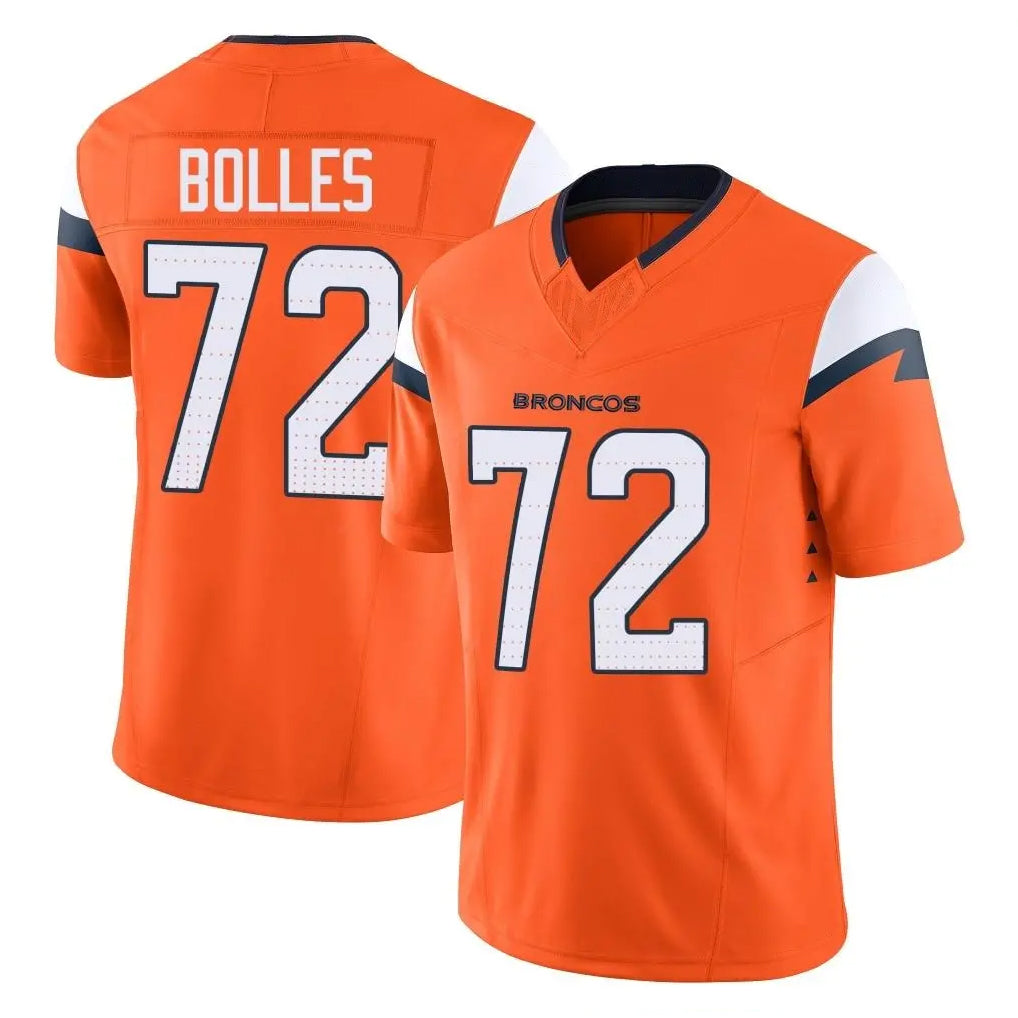 BIPIHUC D.Broncos #72 Garett Bolles Player Orange Vapor F.U.S.E. Limited Home Game Stitched Jerseys