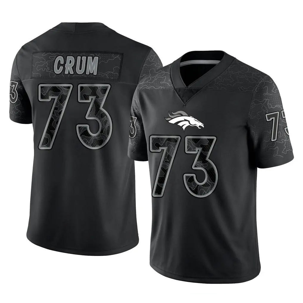 BIPIHUC D.Broncos #73 Frank Crum Player Black Reflective Limited Stitched Jerseys
