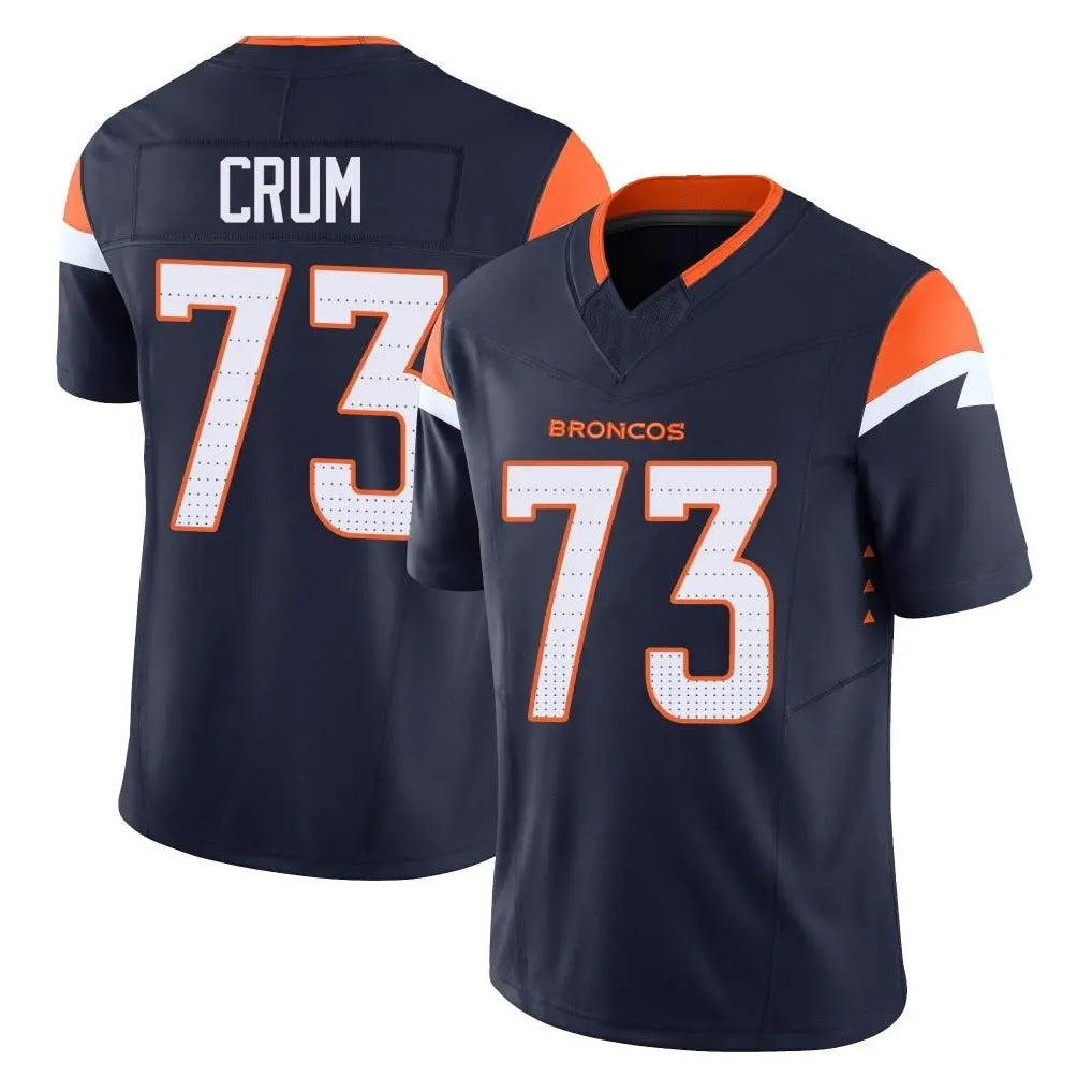 BIPIHUC D.Broncos #73 Frank Crum Player Navy Limited Vapor F.U.S.E. Home Game Stitched Jerseys
