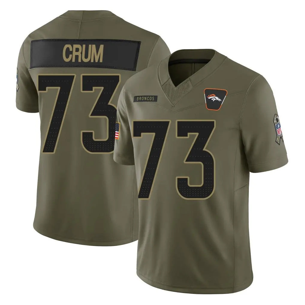 BIPIHUC D.Broncos #73 Frank Crum Player Olive 2025 Salute To Service Limited Home Game Stitched Jerseys