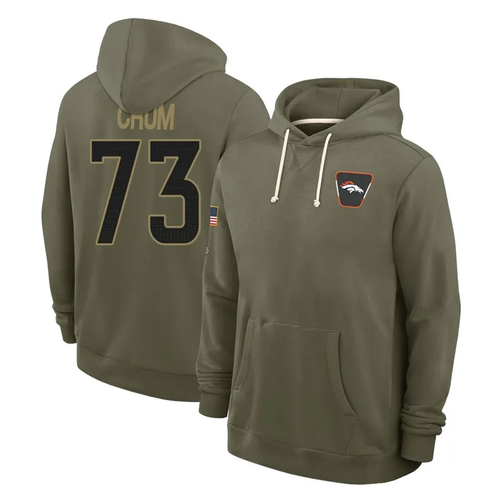 BIPIHUC D.Broncos #73 Frank Crum Player Olive Salute to Service Pullover Hoodies Limited Stitched Jerseys