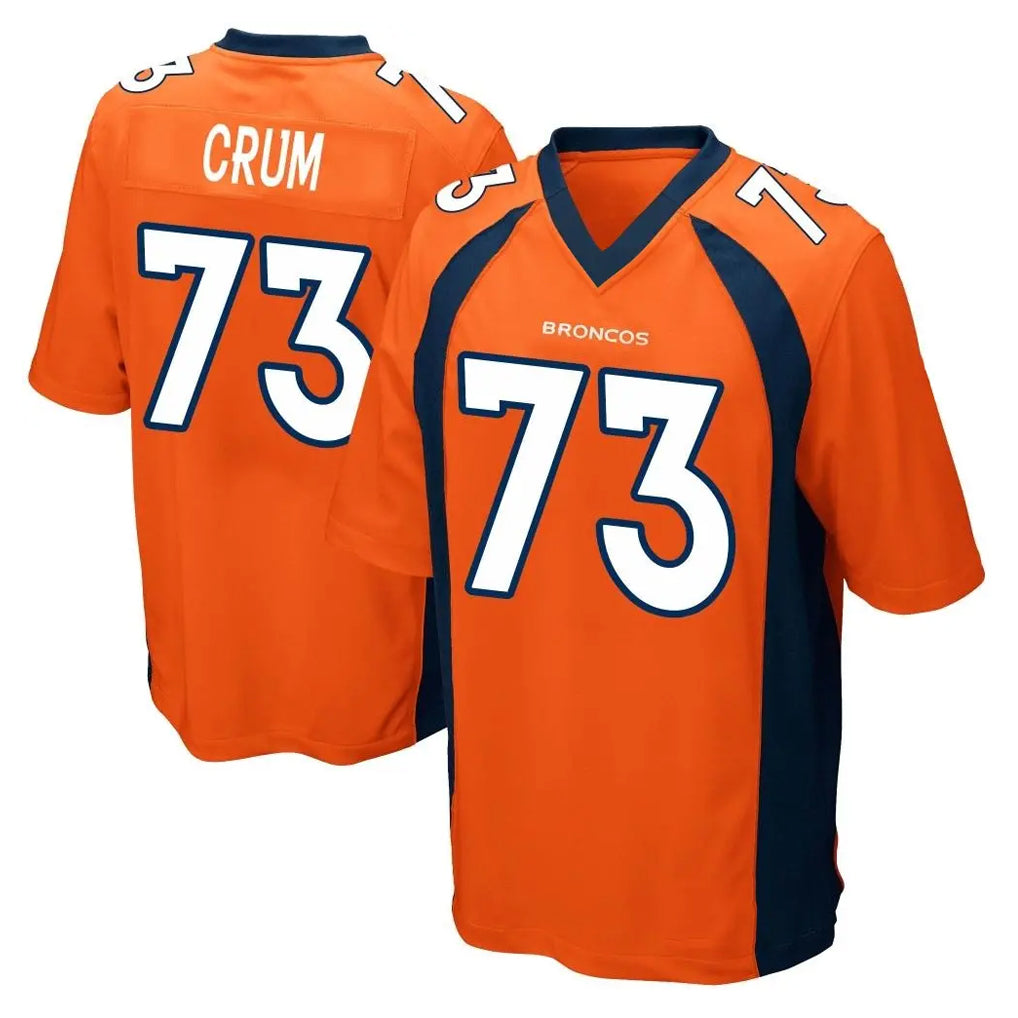 BIPIHUC D.Broncos #73 Frank Crum Player Orange Color Home Game Stitched Jerseys