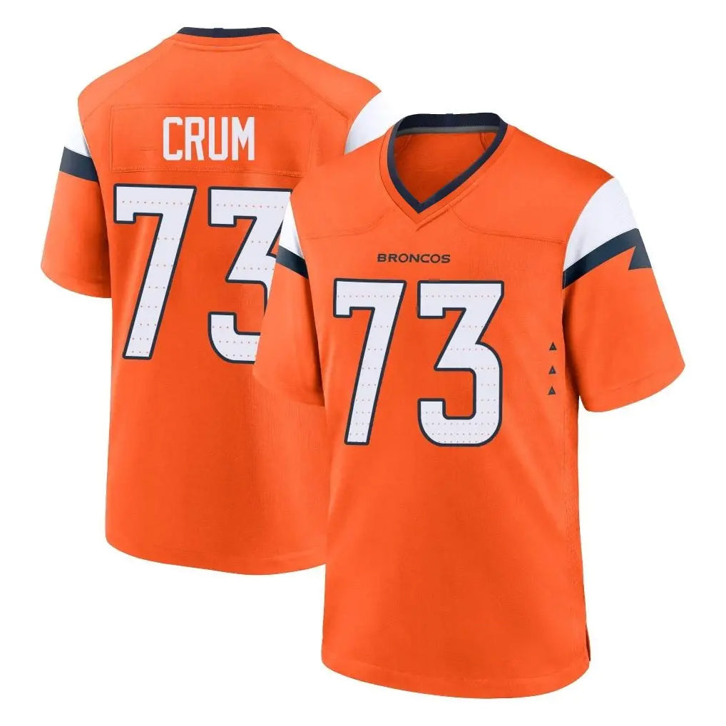 BIPIHUC D.Broncos #73 Frank Crum Player Orange Home Game Stitched Jerseys