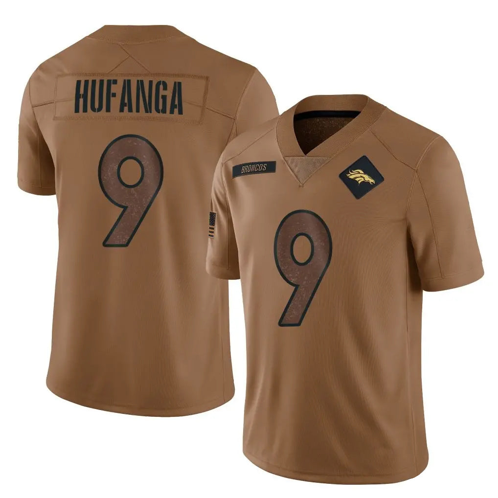 BIPIHUC D.Broncos #9 Talanoa Hufanga Player Brown Salute To Service Limited Stitched Jerseys