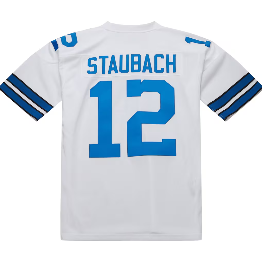 BIPIHUC D.Cowboys 1975 #12 Roger Staubach Mitchell & Ness White Authentic Throwback Retired Player Stitched Puhic  Jersey
