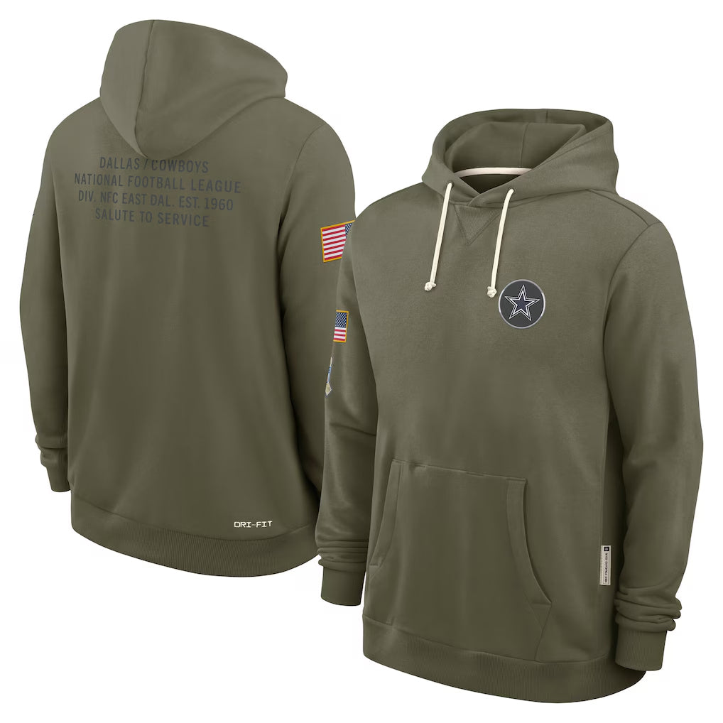 BIPIHUC D.Cowboys Olive Salute to Service Pullover Hoodies Limited Blank Player Stitched Jerseys