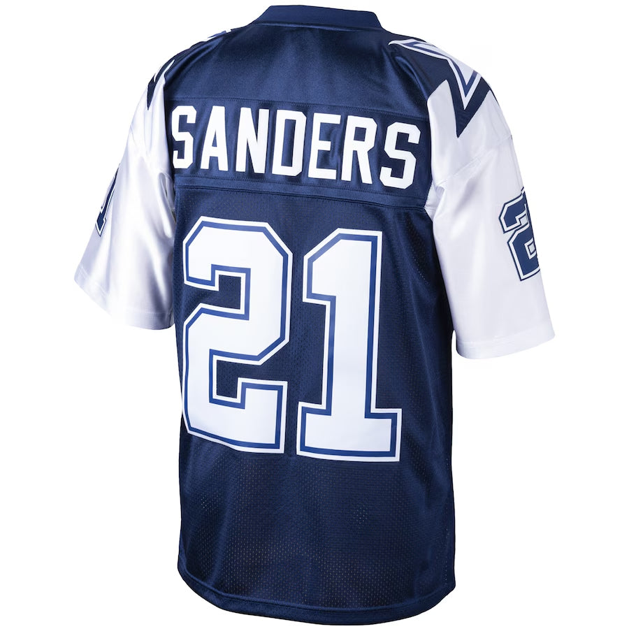 BIPIHUC D.Cowboys #21 Deion Sanders Mitchell & Ness Navy Big & Tall 1995 Retired Player Replica Stitched Jerseys