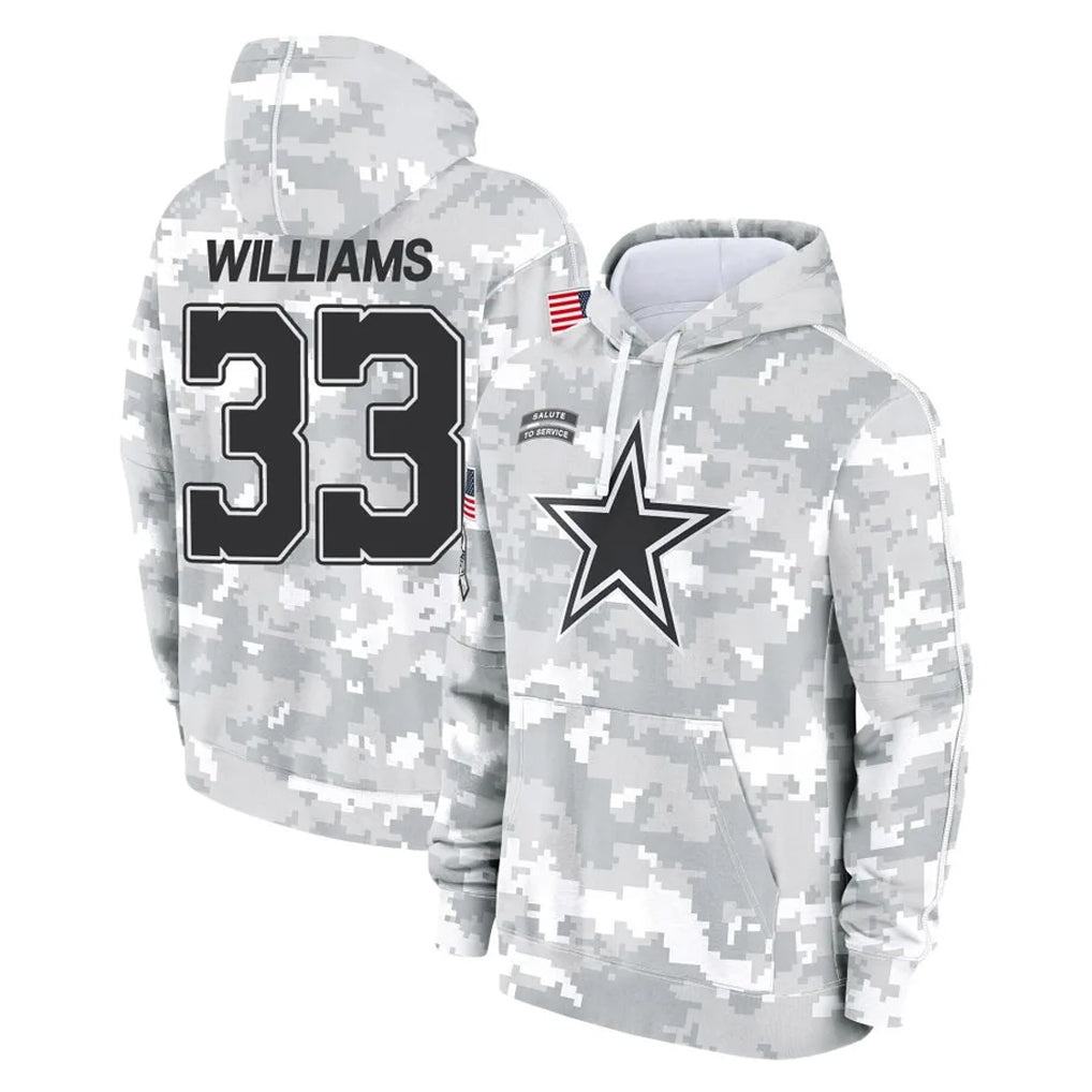 BIPIHUC D.Cowboys #33 Javonte Williams Player Arctic Camo Salute to Service Hoodies Limited Game Stitched Jerseys