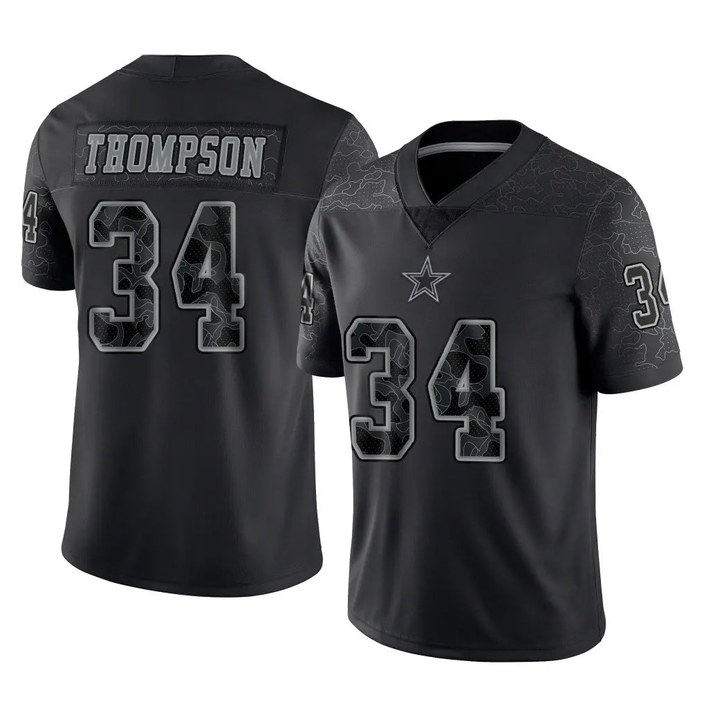 BIPIHUC D.Cowboys #34 Jalen Thompson Player Black Limited Reflective Home Game Stitched Jerseys