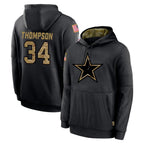 BIPIHUC D.Cowboys #34 Jalen Thompson Player Black Salute to Service Pullover Hoodies Limited Stitched Jerseys