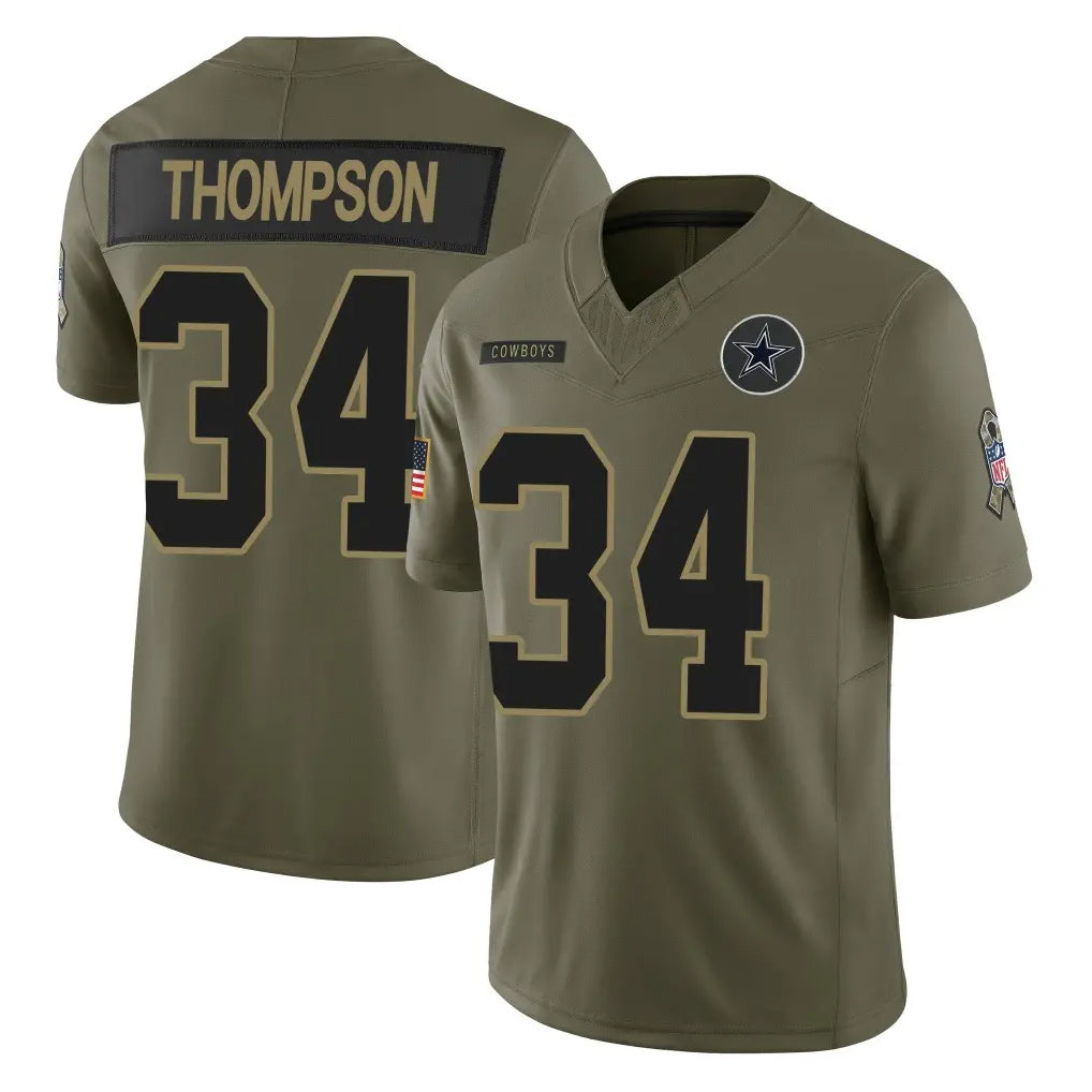 BIPIHUC D.Cowboys #34 Jalen Thompson Player Olive 2025 Salute to Service Limited Home Game Stitched Jerseys