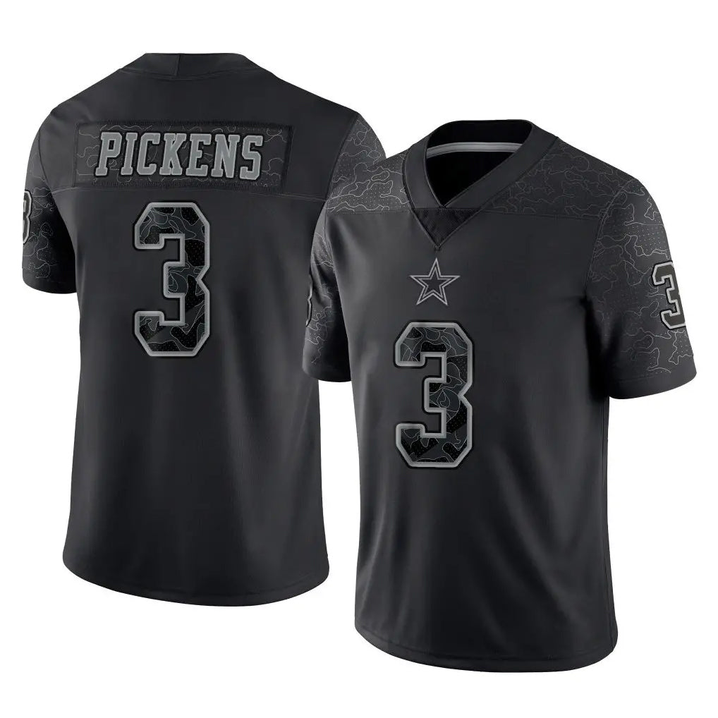 BIPIHUC D.Cowboys #3 George Pickens Player Black Limited Reflective Home Game Stitched Jerseys