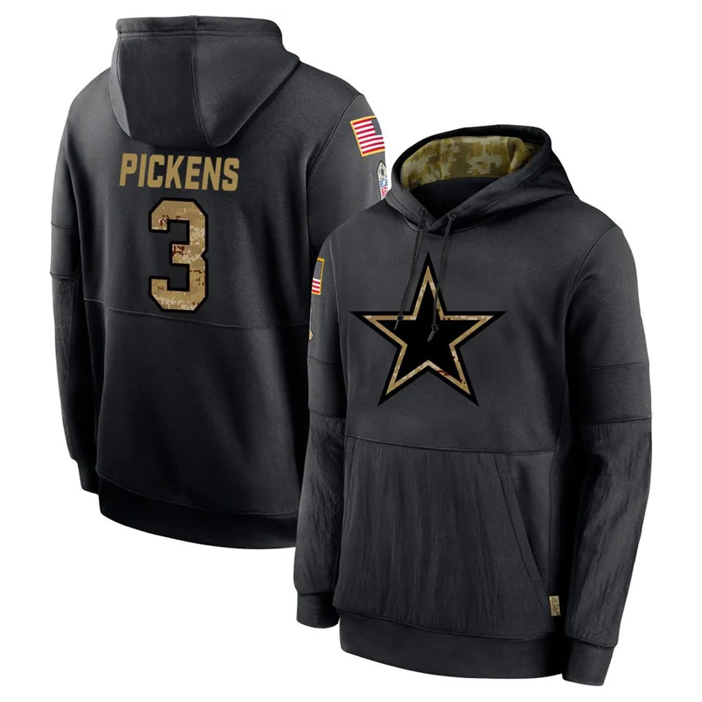 BIPIHUC D.Cowboys #3 George Pickens Player Black Salute to Service Pullover Hoodies Limited Stitched Jerseys