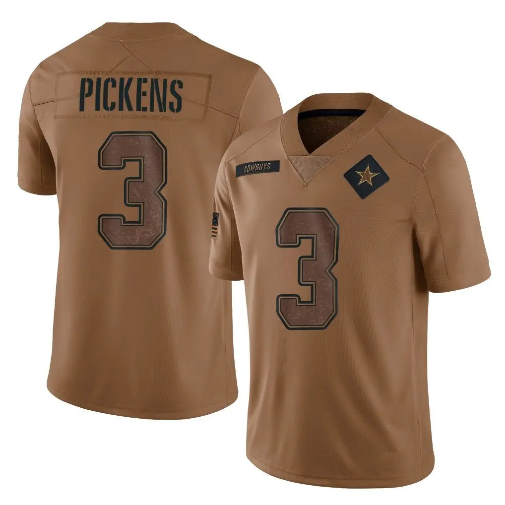 BIPIHUC D.Cowboys #3 George Pickens Player Brown Salute to Service Limited Home Game Stitched Jerseys