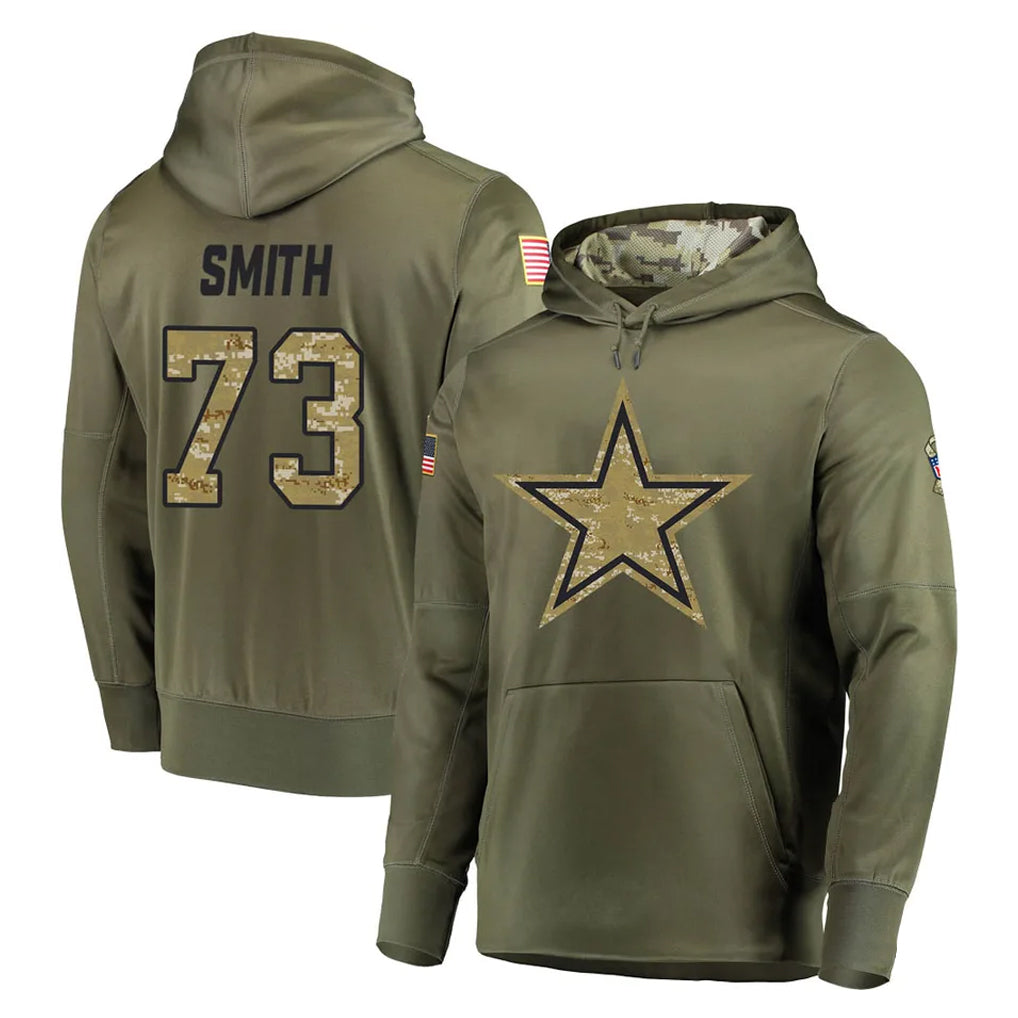 BIPIHUC D.Cowboys #73 Tyler Smith Player Olive Salute to Service Pullover Hoodies Home Game Stitched Jerseys