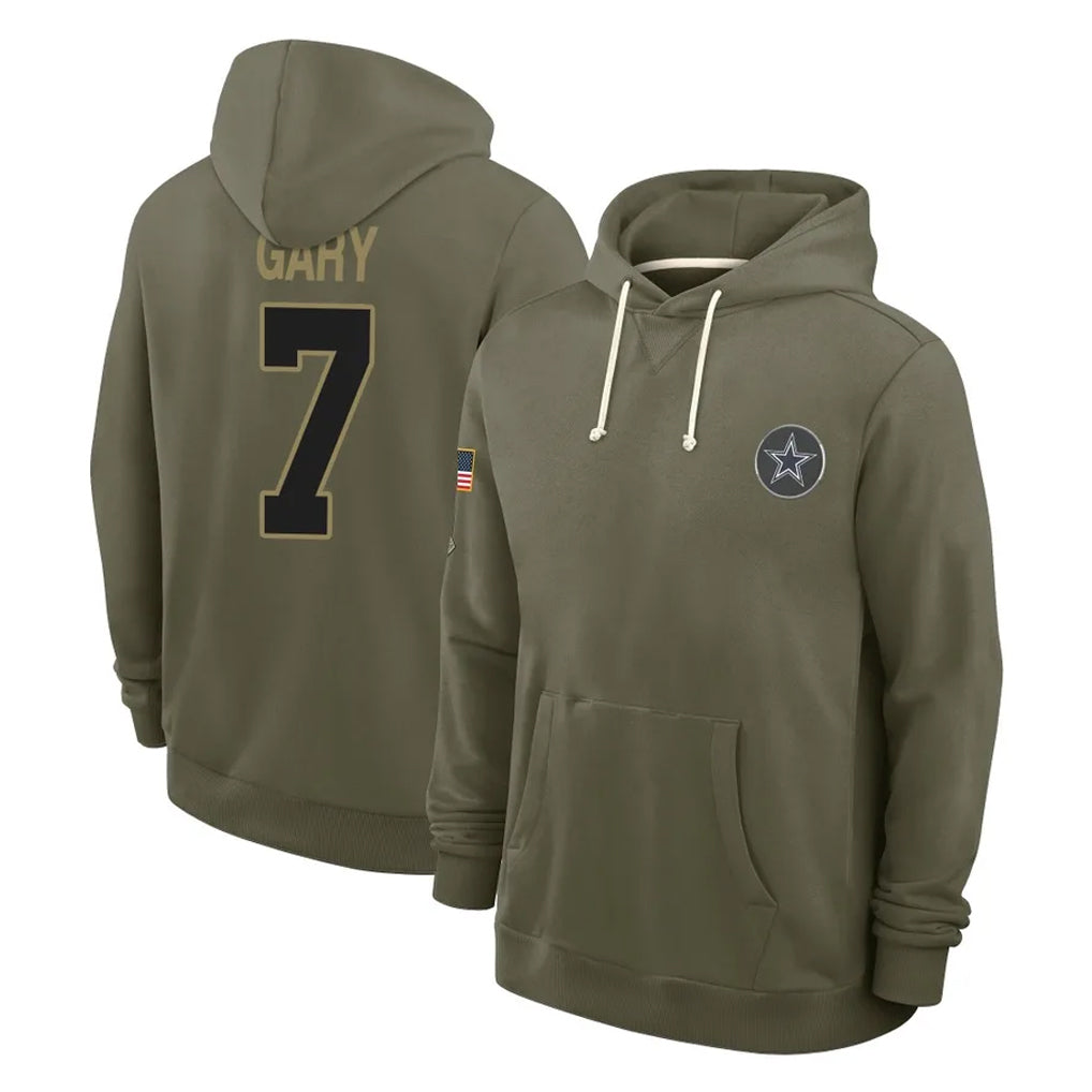 BIPIHUC D.Cowboys #7 Rashan Gary Player Olive Salute to Service Pullover Hoodies Limited Stitched Jerseys