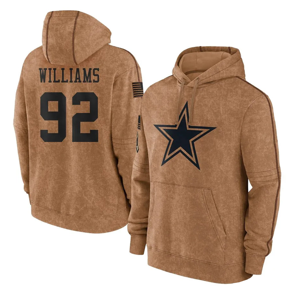 BIPIHUC D.Cowboys #92 Quinnen Williams Player Brown Salute to Service Hoodies Limited Game Stitched Jerseys