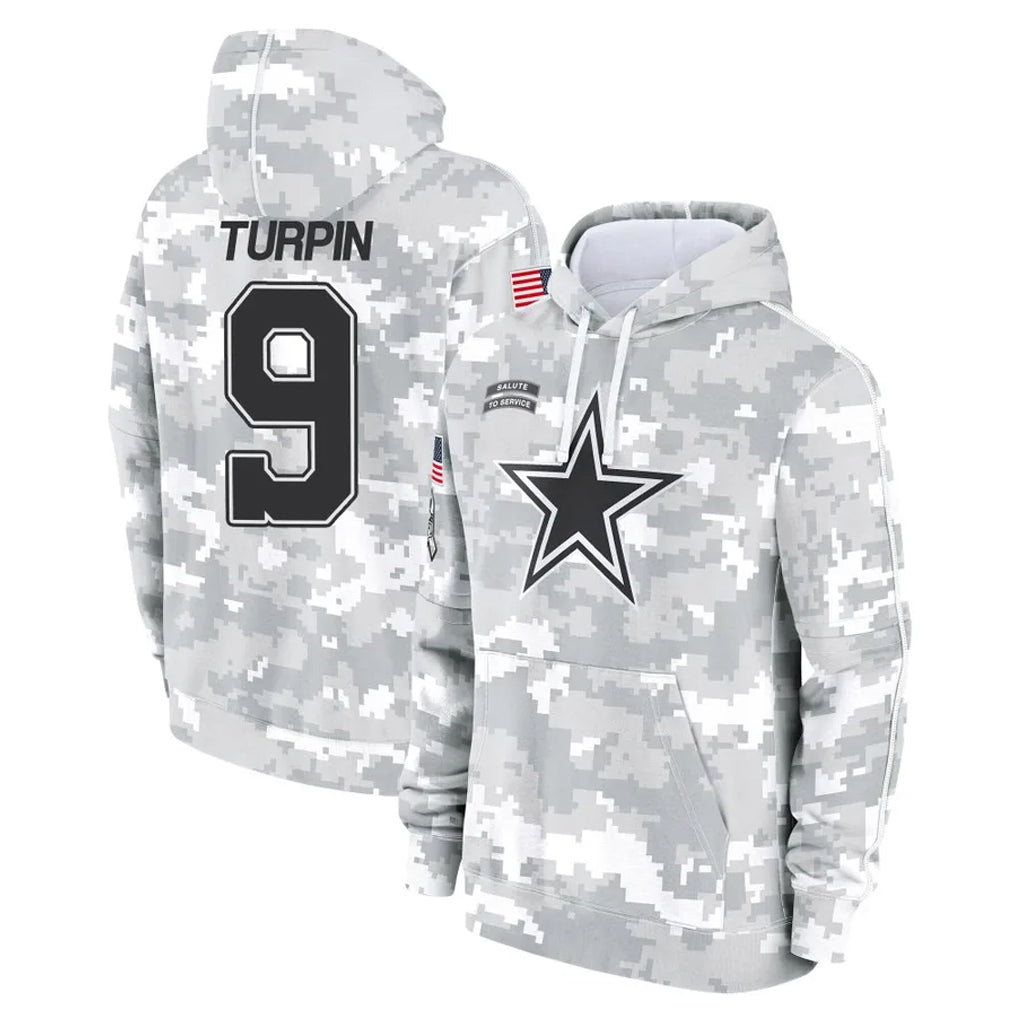BIPIHUC D.Cowboys #9 KaVontae Turpin Player Arctic Camo Salute to Service Hoodies Limited Game Stitched Jerseys