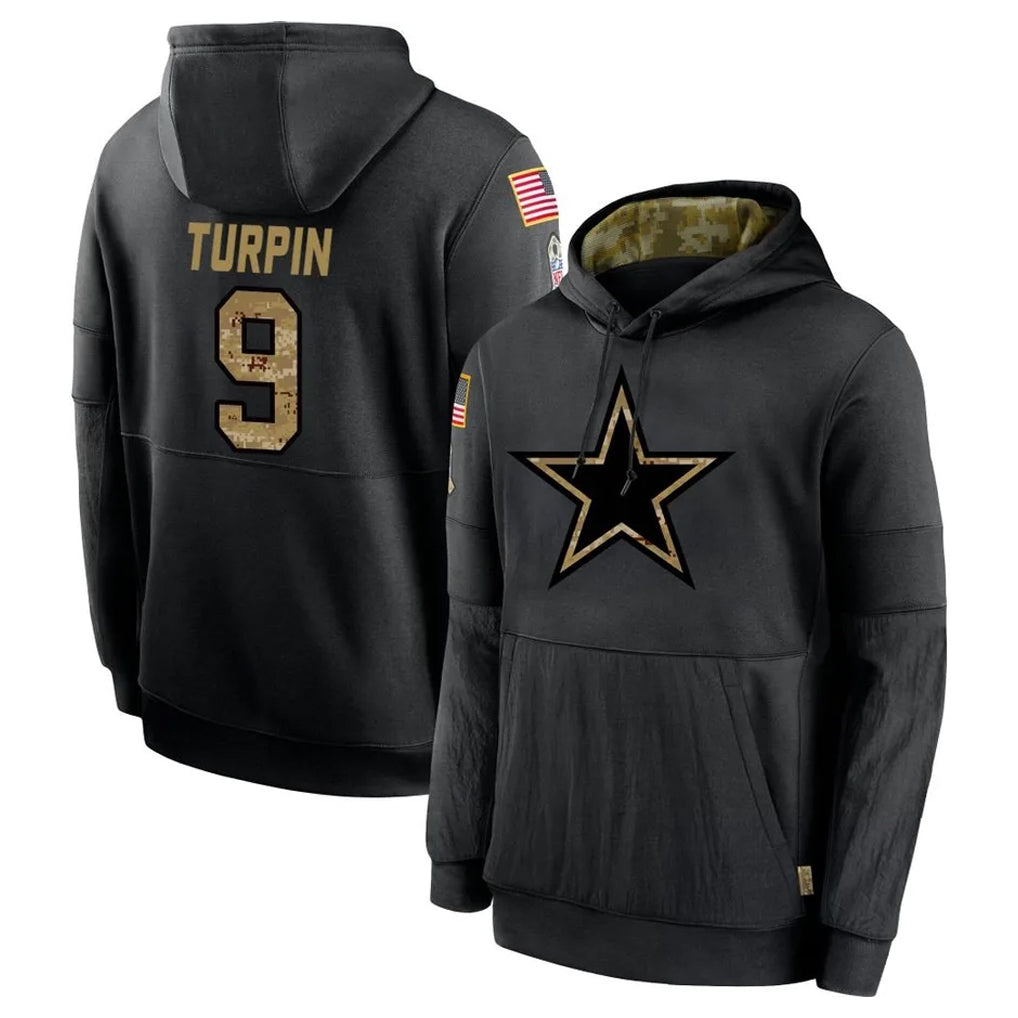 BIPIHUC D.Cowboys #9 KaVontae Turpin Player Black Salute to Service Pullover Hoodies Limited Stitched Jerseys