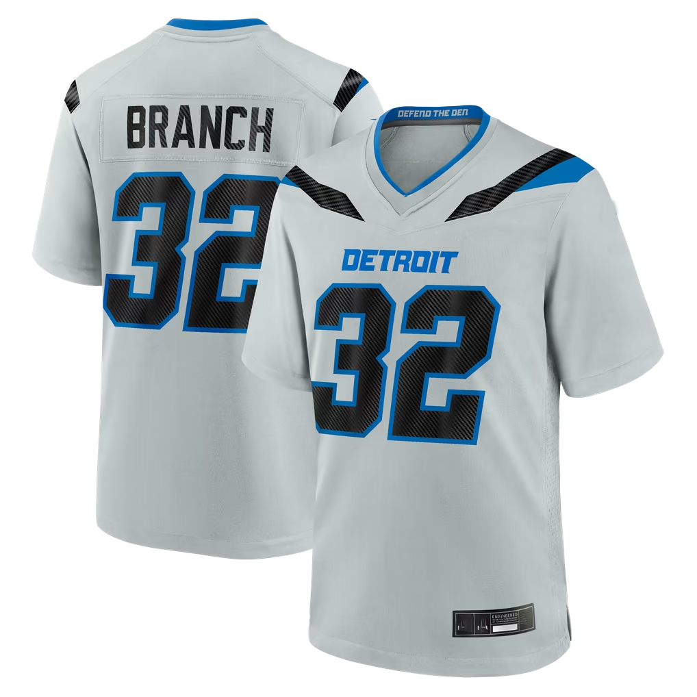 BIPIHUC D.Lions #32 Brian Branch Silver 2026 Rivalries Collection Game Stitched Jerseys