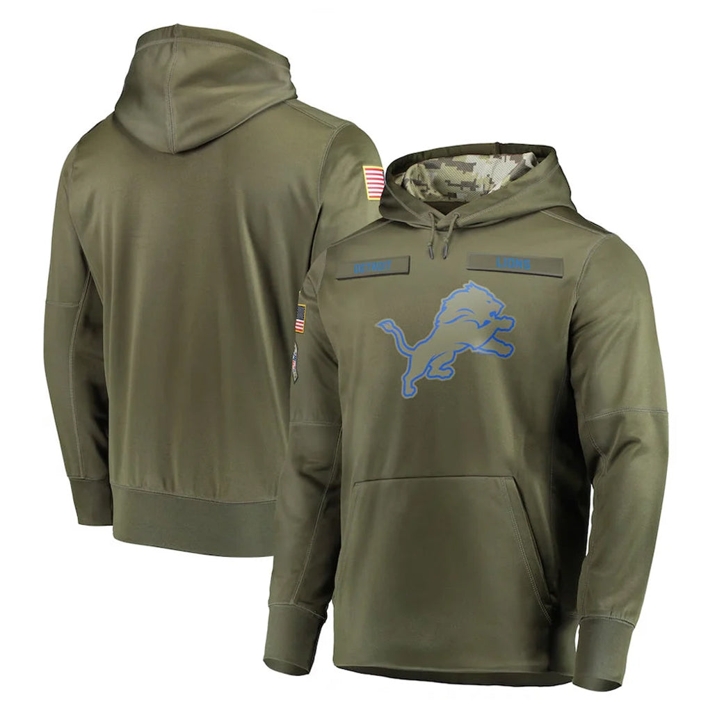 BIPIHUC D.Lions Olive Salute to Service Pullover Hoodies Home Game Blank Player Stitched Jerseys