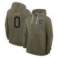 BIPIHUC D.Lions #0 Jahmyr Gibbs Player Olive Salute to Service Pullover Hoodies Limited Stitched Jerseys