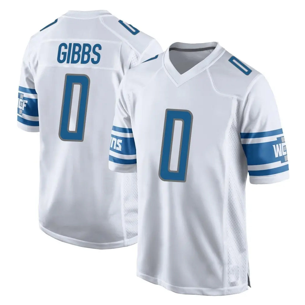 BIPIHUC D.Lions #0 Jahmyr Gibbs Player White Home Game Stitched Jerseys