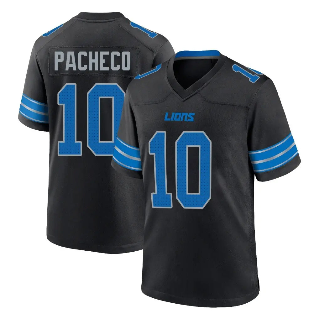 BIPIHUC D.Lions #10 Isiah Pacheco Player Black Alternate Home Game Stitched Jerseys