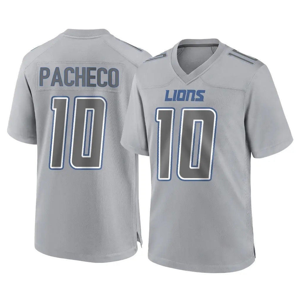 BIPIHUC D.Lions #10 Isiah Pacheco Player Gray Atmosphere Fashion Home Game Stitched Jerseys