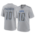 BIPIHUC D.Lions #10 Isiah Pacheco Player Gray Atmosphere Fashion Home Game Stitched Jerseys