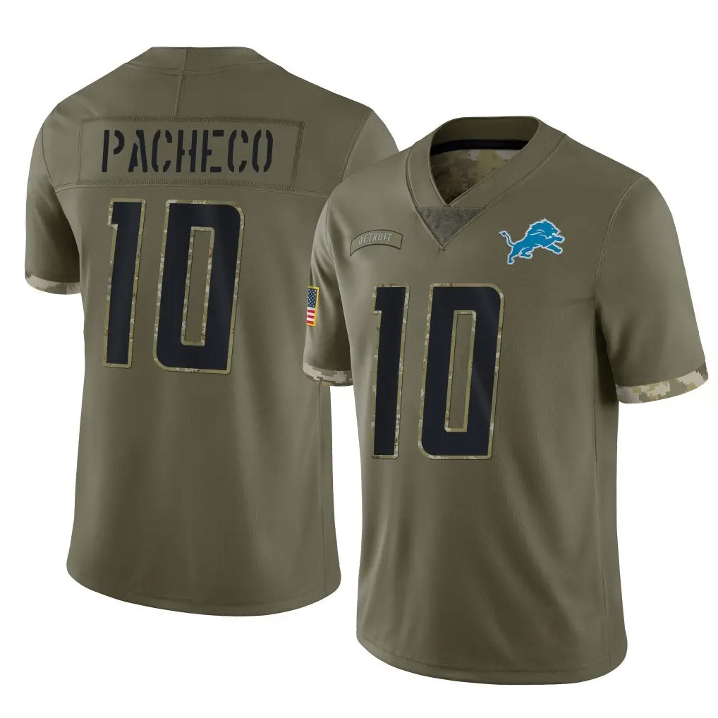 BIPIHUC D.Lions #10 Isiah Pacheco Player Olive Salute To Service Limited Stitched Jerseys