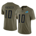 BIPIHUC D.Lions #10 Isiah Pacheco Player Olive Salute To Service Limited Stitched Jerseys