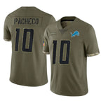 BIPIHUC D.Lions #10 Isiah Pacheco Player Olive Salute To Service Limited Stitched Jerseys
