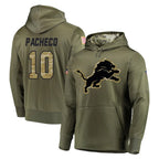 BIPIHUC D.Lions #10 Isiah Pacheco Player Olive Salute to Service Pullover Hoodies Home Game Stitched Jerseys