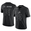 BIPIHUC D.Lions #14 Amon-Ra St. Brown Player Black REFLECTIVE Limited Stitched Jerseys