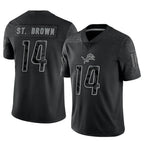 BIPIHUC D.Lions #14 Amon-Ra St. Brown Player Black REFLECTIVE Limited Stitched Jerseys