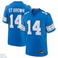 BIPIHUC D.Lions #14 Amon-Ra St. Brown Player Blue Game Stitched Jerseys