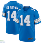 BIPIHUC D.Lions #14 Amon-Ra St. Brown Player Blue Game Stitched Jerseys