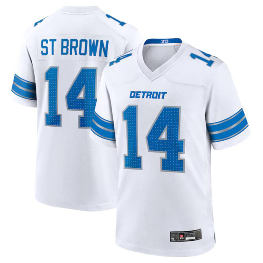 BIPIHUC D.Lions #14 Amon-Ra St. Brown White Game Jersey American Stitched Jerseys