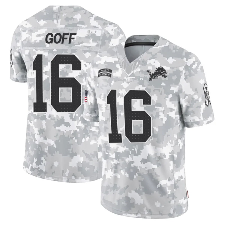 BIPIHUC D.Lions #16 Jared Goff Player Arctic Camo Salute to Service Limited Stitched Jerseys