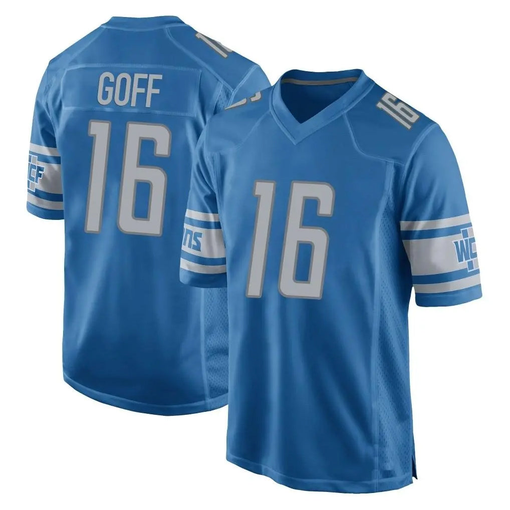 BIPIHUC D.Lions #16 Jared Goff Player Blue Home Game Stitched Jerseys