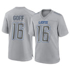 BIPIHUC D.Lions #16 Jared Goff Player Gray Atmosphere Fashion Home Game Stitched Jerseys