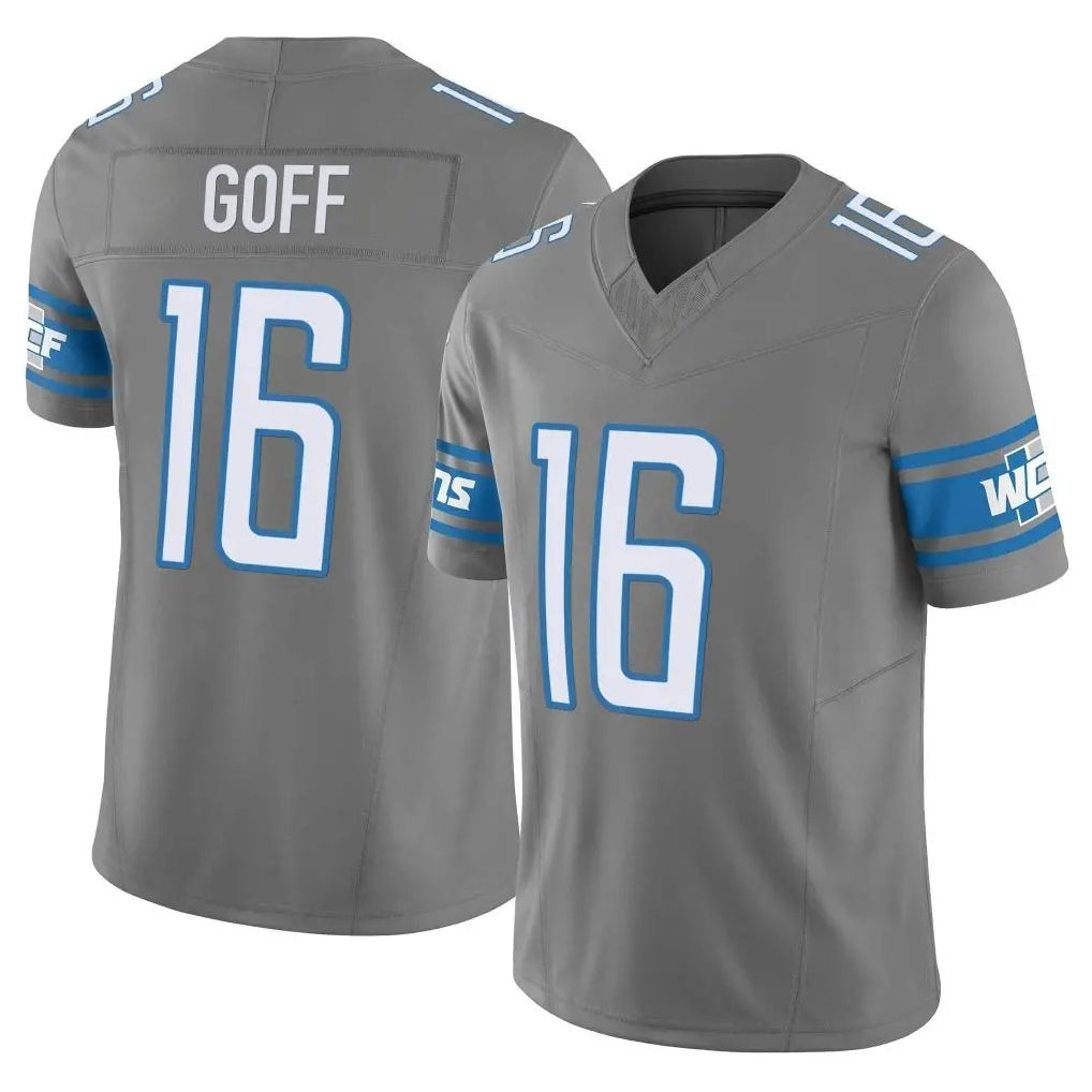 BIPIHUC D.Lions #16 Jared Goff Player Gray Vapor F.U.S.E. Limited Home Game Stitched Jerseys